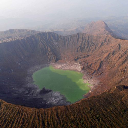 Chichonal volcano with the lake at the bottom of the crater